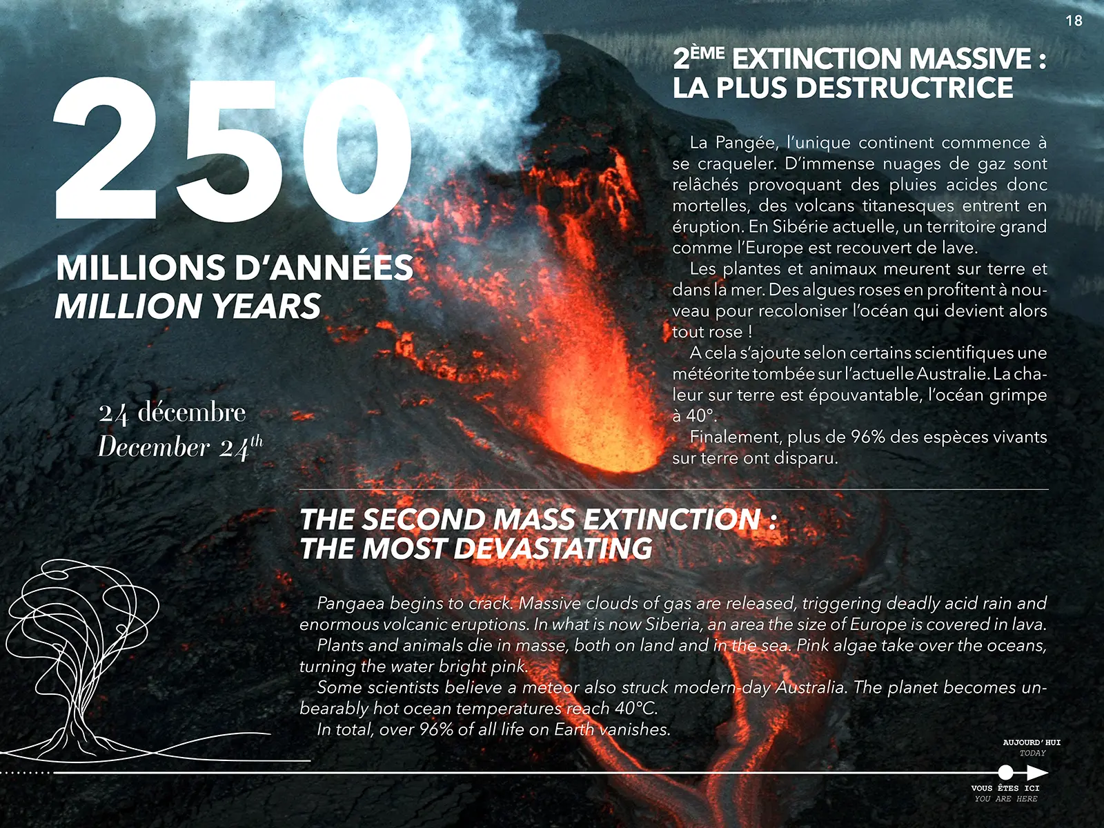 Éruption volcanique illustrant la deuxième extinction massive